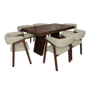 Juego de Comedor 6P MX Muebles FLORENCIA-MD/YP093-1 | Crema